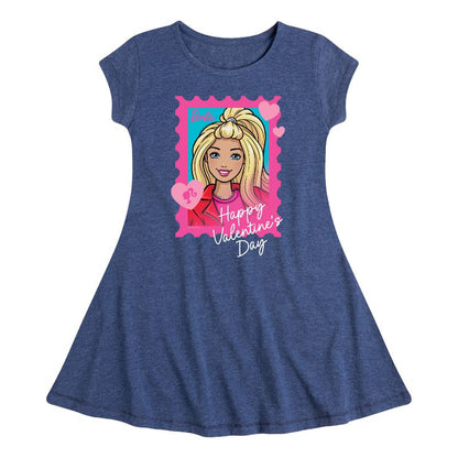 Girls' - Barbie - Valentine's Day Fit & Flair Cap Sleeve Dress