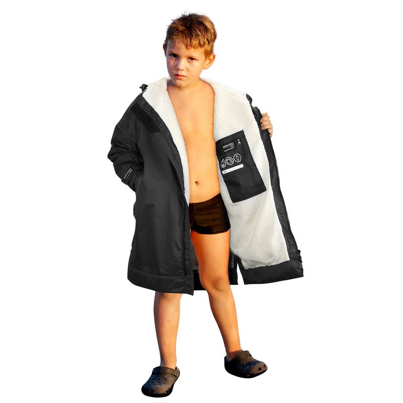 Catalonia Swim Parka for Kids Teens, Lightweight Waterproof Windproof Swim Jacket, Fleece-Lined Warm Changing Coat for Swim Lessons, Beach