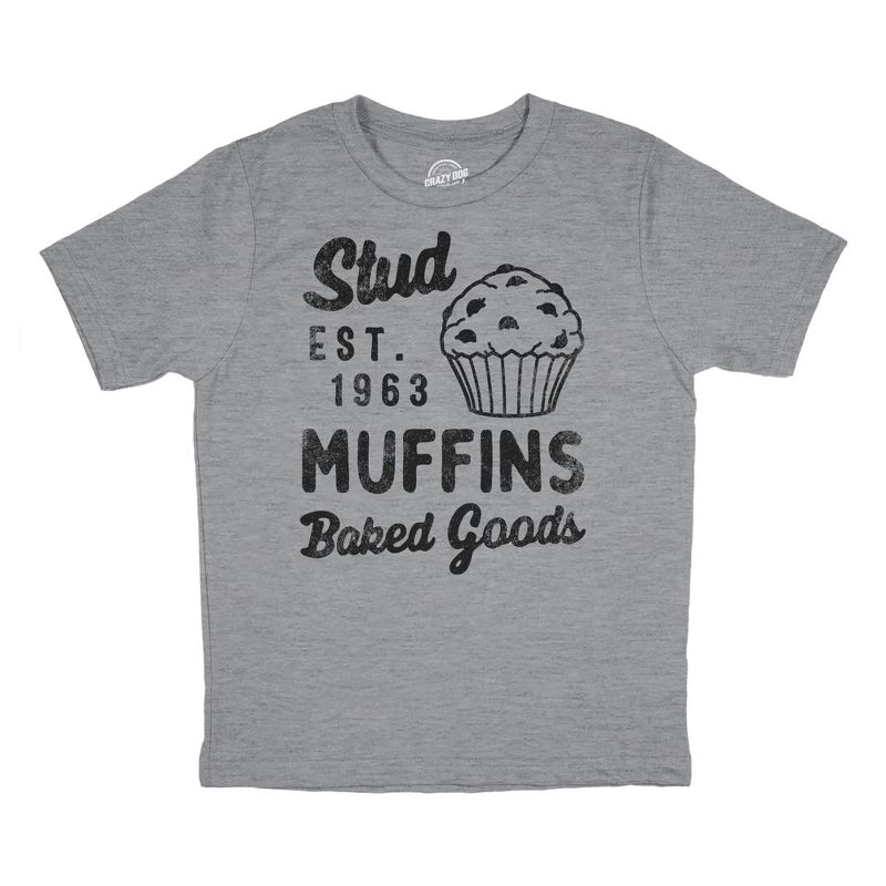 Youth Stud Muffins Baked Goods T Shirt Funny Bakery Joke Tee For Kids - Crazy Dog Youth T Shirt