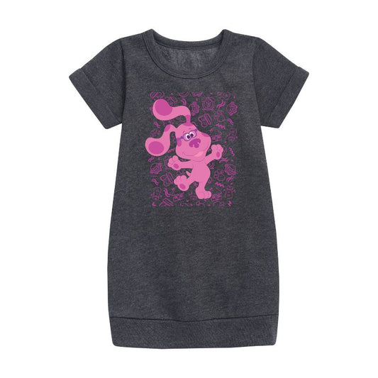 Girls' - Blue's Clues & You! - Magenta Excited Graphic Short Sleeve Fleece Dress