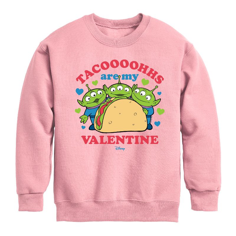 Boys' - Toy Story - Tacos Are My Valentine Graphic Long Sleeve Fleece Sweatshirt