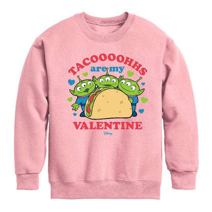 Boys' - Toy Story - Tacos Are My Valentine Graphic Long Sleeve Fleece Sweatshirt