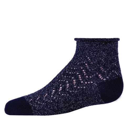 Memoi Fuzzy Shimmer Cotton Blend Anklet Socks