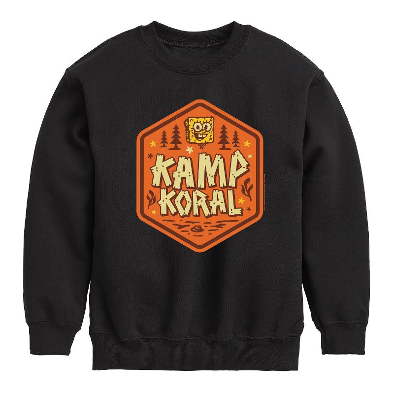 Boys' - SpongeBob SquarePants - Kamp Koral Kamp Koral Badge Graphic Long Sleeve Fleece Sweatshirt