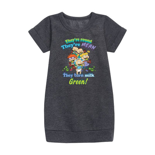 Girls' - Rugrats - Reptar Bar Graphic Short Sleeve Fleece Dress