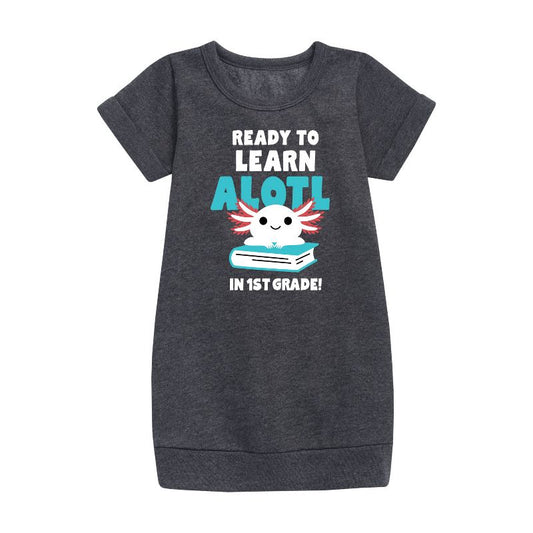 Girls' - Instant Message - Learn Alotl In 1st Grade Graphic Short Sleeve Fleece Dress