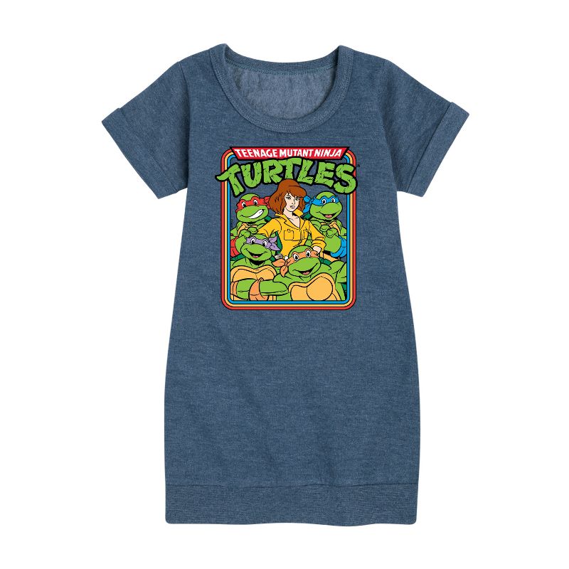 Girls' - Teenage Mutant Ninja Turtles - Retro Group April Graphic Short Sleeve Fleece Dress