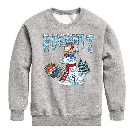 Boys' - Rugrats - Snowball Fight Graphic Long Sleeve Fleece Sweatshirt