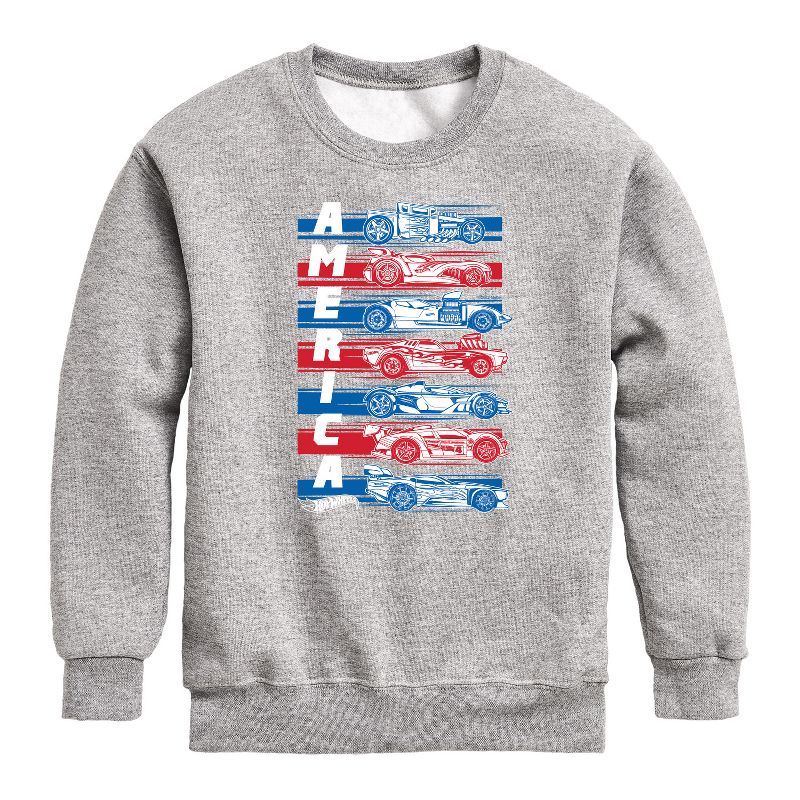 Boys' - Hot Wheels - America Cars Graphic Long Sleeve Fleece Sweatshirt