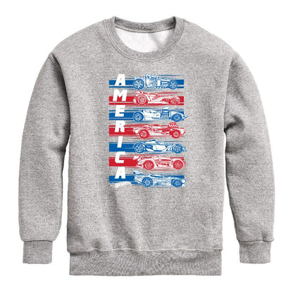 Boys' - Hot Wheels - America Cars Graphic Long Sleeve Fleece Sweatshirt