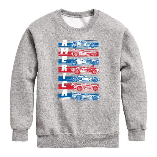 Boys' - Hot Wheels - America Cars Graphic Long Sleeve Fleece Sweatshirt