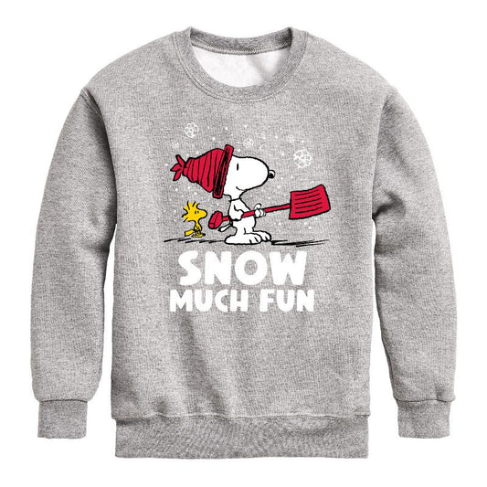 Boys' - Peanuts - Snoopy and Woodstock Snow Much Fun Graphic Long Sleeve Fleece Sweatshirt