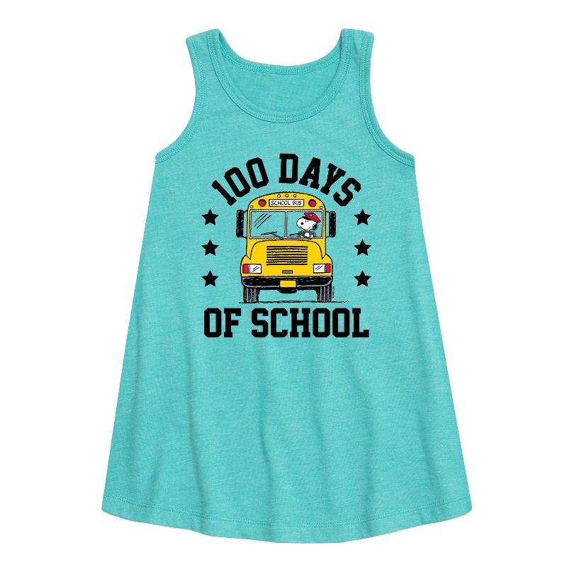 فستان بناتي من مجموعة بينتس - سنوبي، مائة يوم من المدرسة، بدون أكمام، بتصميم جرافيكي