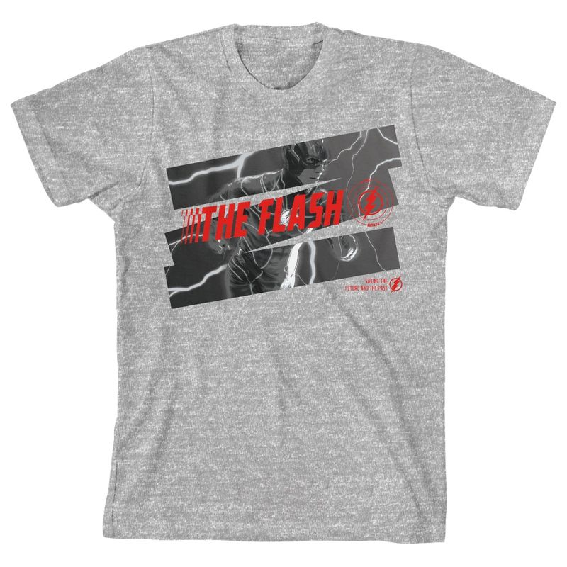 تي شيرت جرافيكي للشباب باللون الرمادي الفاتح من فيلم The Flash Running in Lightning