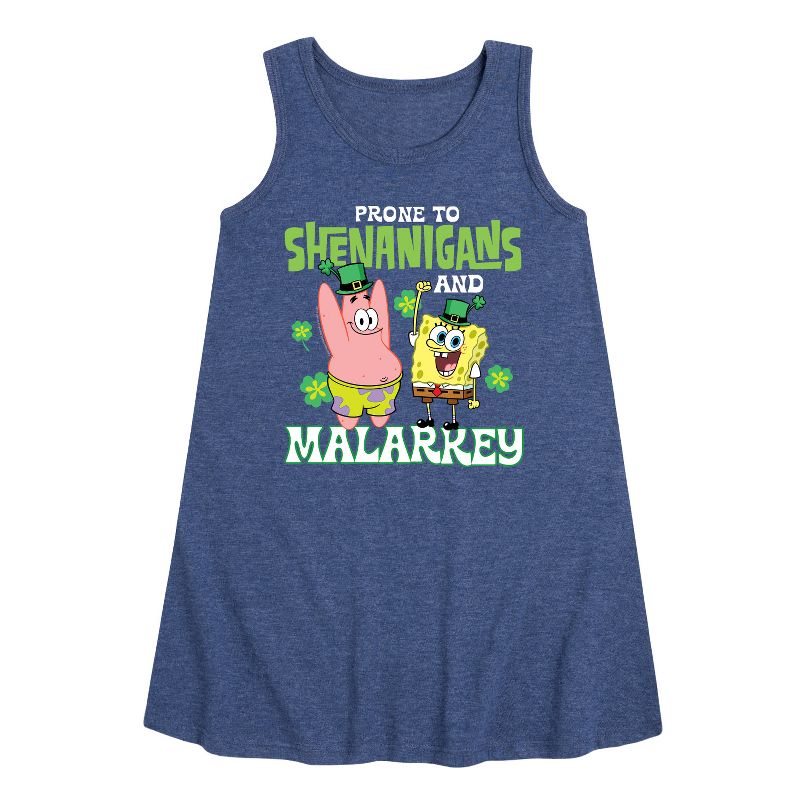 Girls' - SpongeBob Squarepants - Prone To Shenanigans And Malarkey Graphic Sleeveless Aline Dress