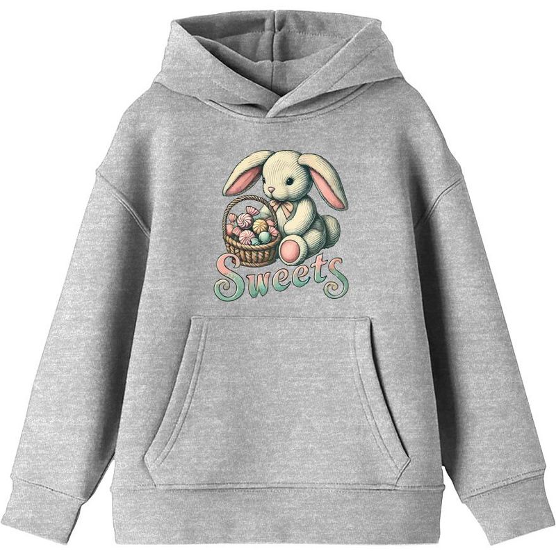 Sweets Bunny WIth Candy Basket   Boy's Long Sleeve Hoodie