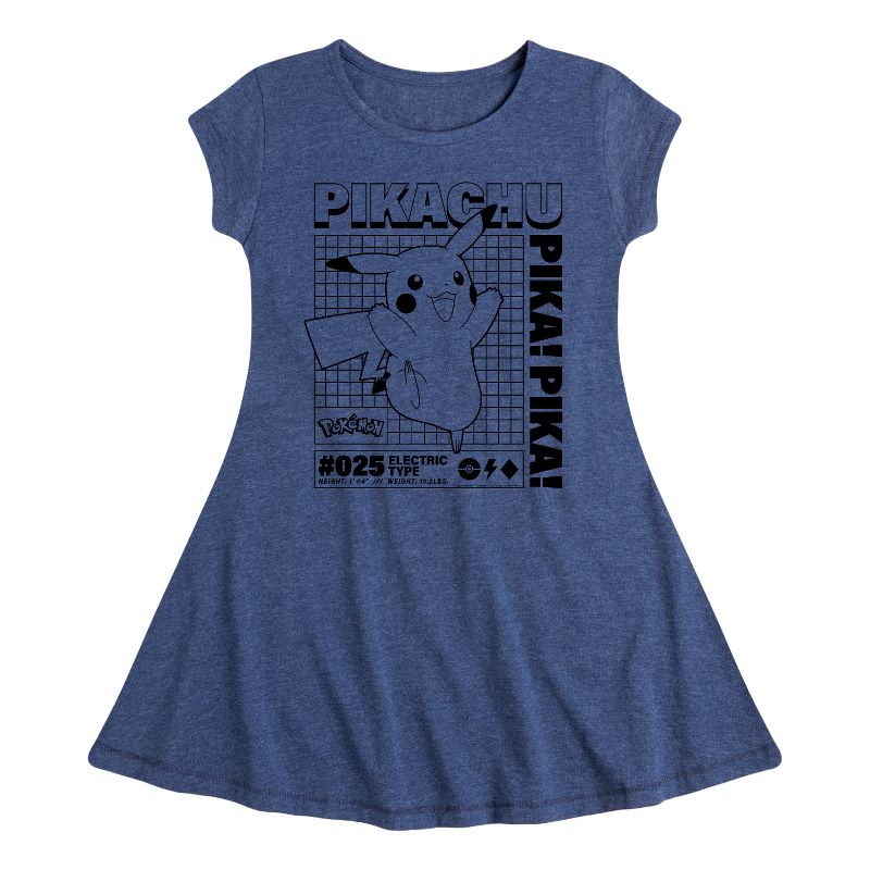 Girls' - Pokémon - Pikachu Info Chart Fit & Flair Cap Sleeve Dress