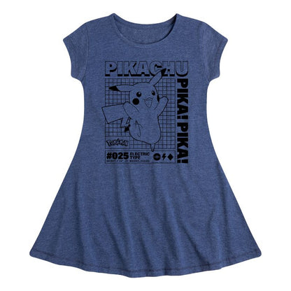 Girls' - Pokémon - Pikachu Info Chart Fit & Flair Cap Sleeve Dress