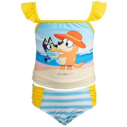 Bluey Girls UPF 50+ Tankini Top and Bikini Bottom Swim Set Little Kid