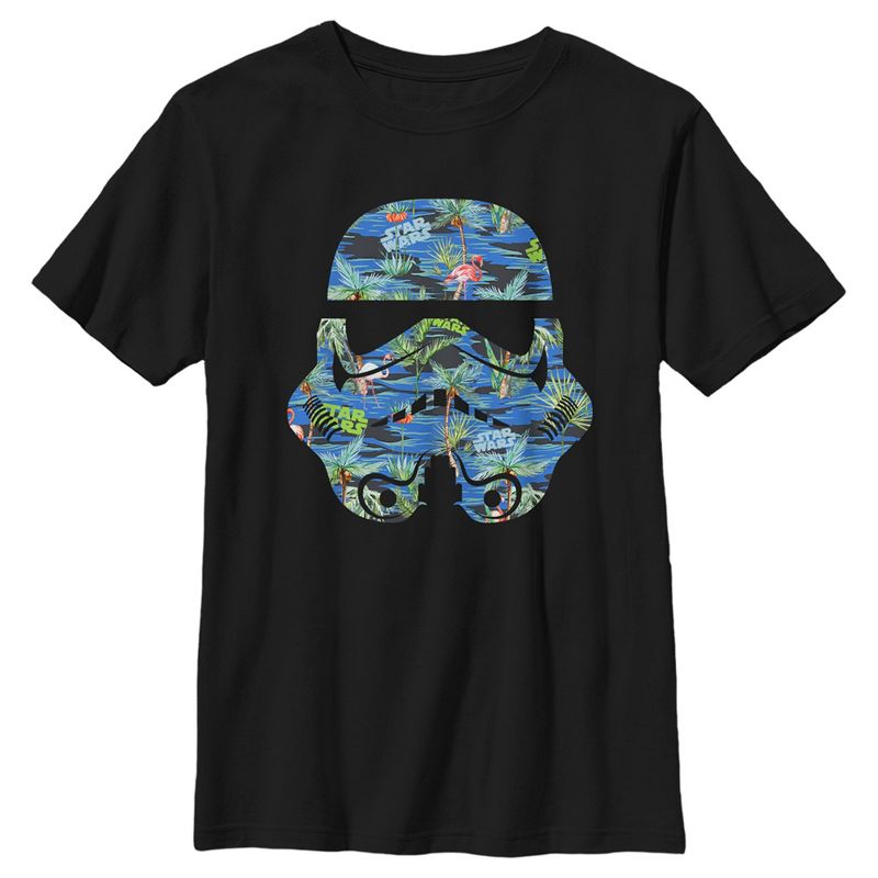 Boy's Star Wars: A New Hope Stormtrooper Helmet Flamingo Print T-Shirt