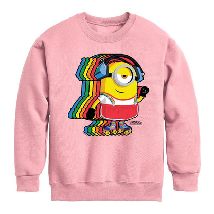 Boys' - Despicable Me Minions - Retro Rainbow Skater Graphic Long Sleeve Fleece Sweatshirt