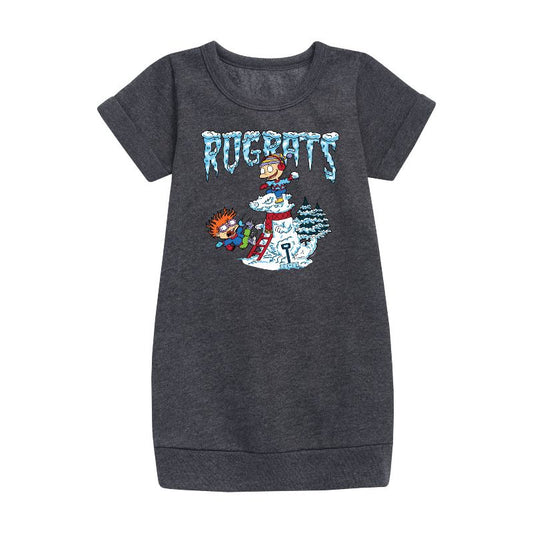 Girls' - Rugrats - Snowball Fight Graphic Short Sleeve Fleece Dress