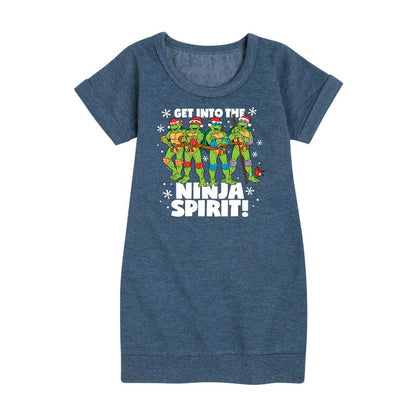Girls' - Teenage Mutant Ninja Turtles - Get Into The Ninja Spirit Graphic Short Sleeve Fleece Dress