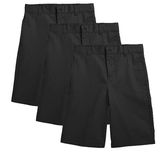 Galaxy Approved Boy's Stretch Slim Fit School Uniform Twill Shorts-3 Pack
