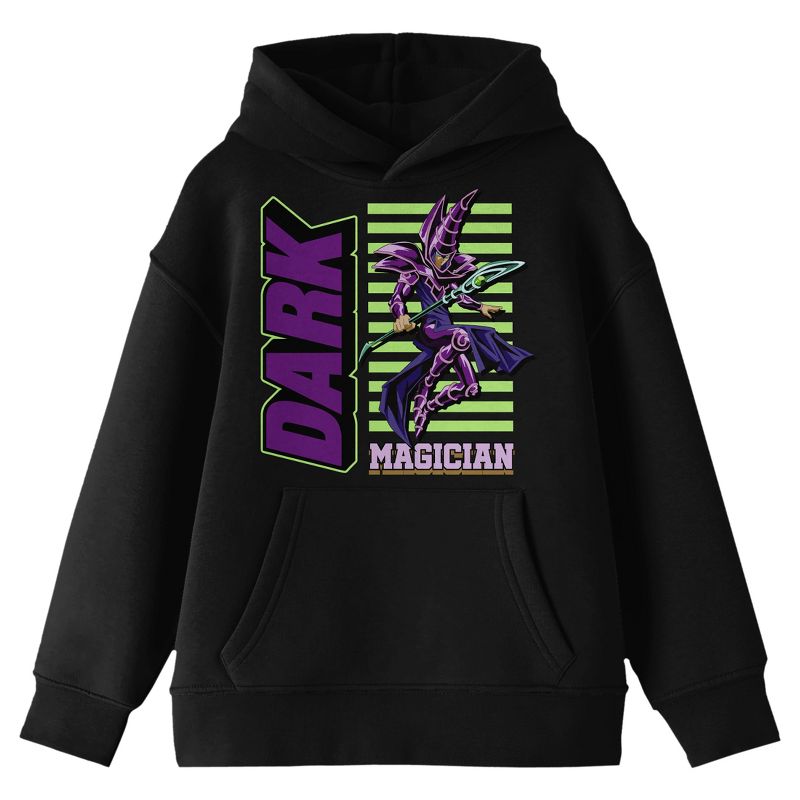 Yu-Gi-Oh Dark Magician Puff Print Long Sleeve Youth Black Hooded Sweatshirt