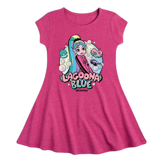 Girls' - Monster High - Lagoona Blue Bubbles Fit & Flair Cap Sleeve Dress