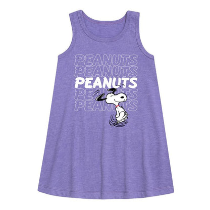 Girls' - Peanuts - Snoopy Repeat Graphic Sleeveless Aline Dress