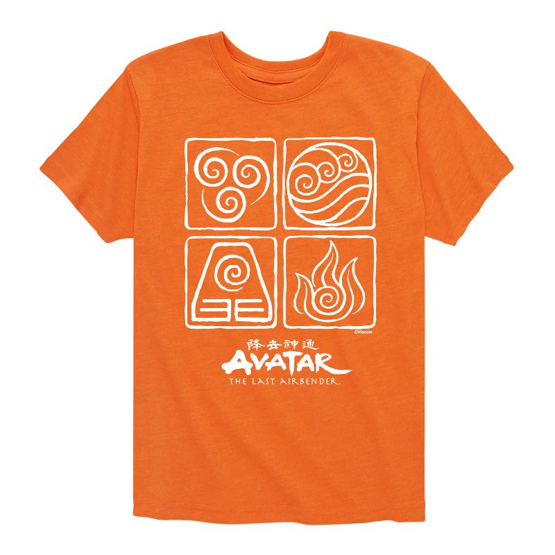 Boys' - Avatar: The Last Airbender - Air Water Earth Fire Grid Short Sleeve Graphic T-Shirt