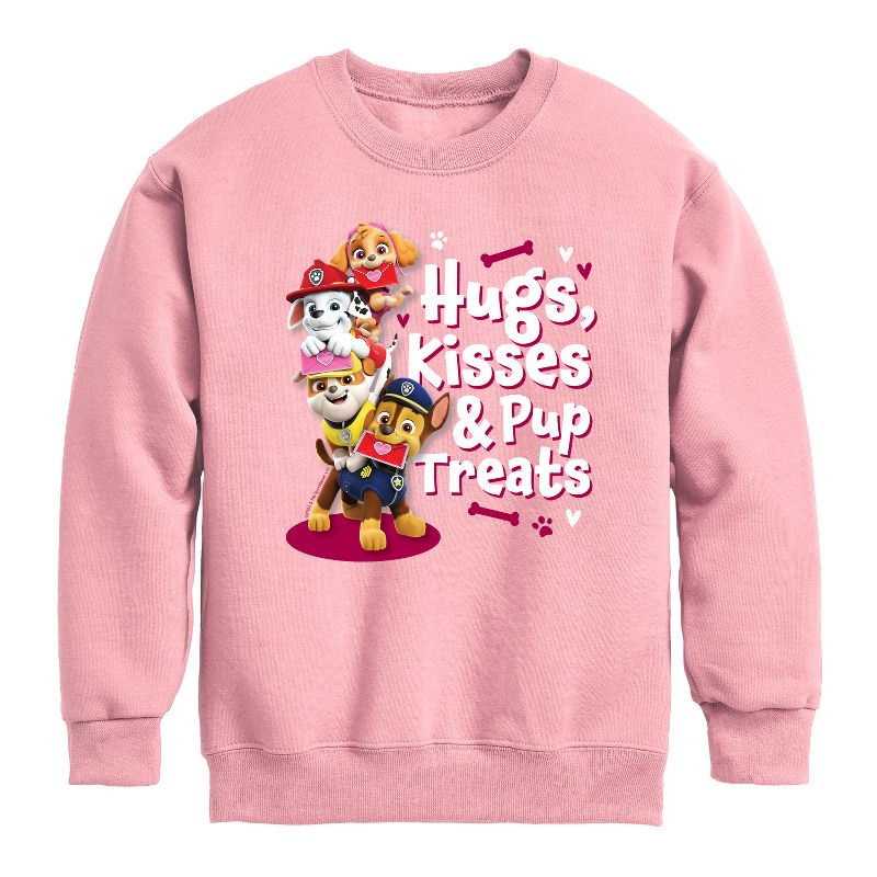 Boys' - Paw Patrol - Hugs Kisses Pup Treats Graphic Long Sleeve Fleece Sweatshirt