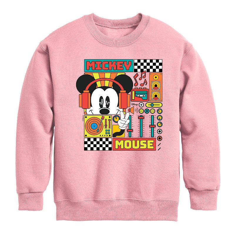 Boys' - Disney - Mickey Mouse Rhythm Waves Graphic Long Sleeve Fleece Sweatshirt