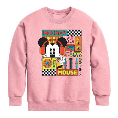 Boys' - Disney - Mickey Mouse Rhythm Waves Graphic Long Sleeve Fleece Sweatshirt