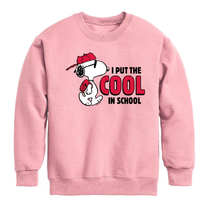 Boys' - Peanuts - Snoopy I Put the Cool in School Graphic Long Sleeve Fleece Sweatshirt