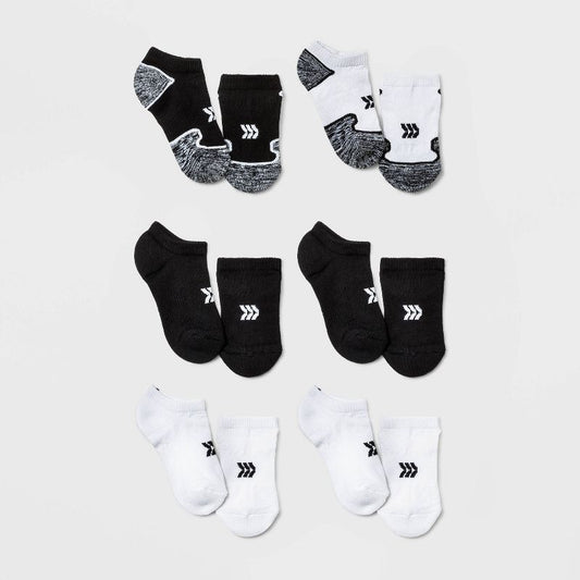Kids' 6pk No Show Athletic Socks - All In Motion™ Black/White