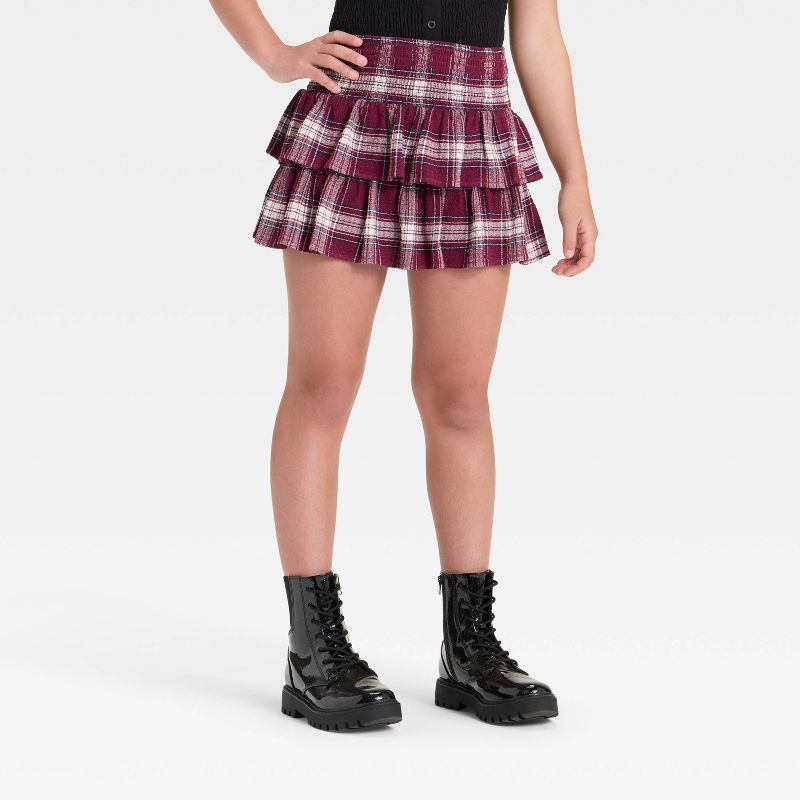 Girls' Smocked Tiered Mini Skirt - art class™