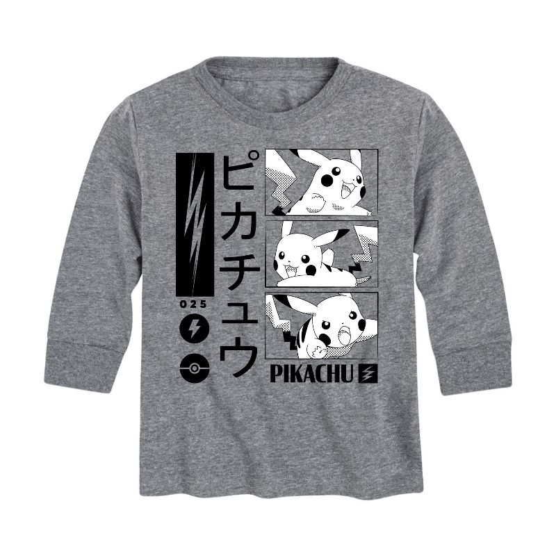 تي شيرت جرافيكي بأكمام طويلة بنمط البرق من بوكيمون - بيكاتشو للأولاد