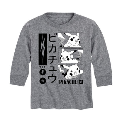 تي شيرت جرافيكي بأكمام طويلة بنمط البرق من بوكيمون - بيكاتشو للأولاد