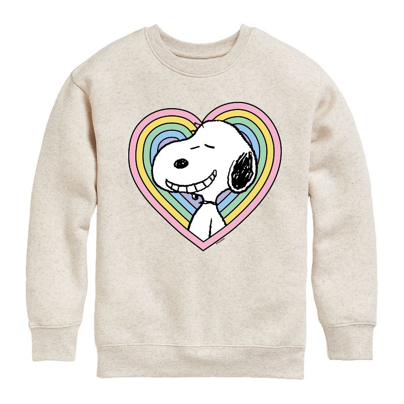 Boys' - Peanuts - Snoopy Heart Graphic Long Sleeve Fleece Sweatshirt