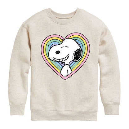 Boys' - Peanuts - Snoopy Heart Graphic Long Sleeve Fleece Sweatshirt