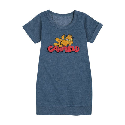 Girls' - Garfield - Garf Laying Graphic Short Sleeve Fleece Dress