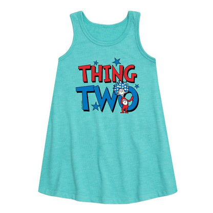 Girls' - Dr. Seuss - American Thing Two Graphic Sleeveless Aline Dress