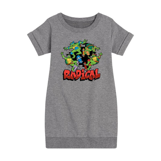 Girls' - Teenage Mutant Ninja Turtles - Radical Group Graphic Short Sleeve Fleece Dress