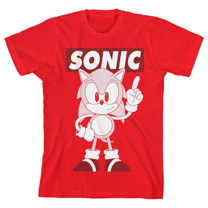 Bioworld Sonic the Hedgehog Classic Red and Black Dot Art Youth Red Short Sleeve Tee