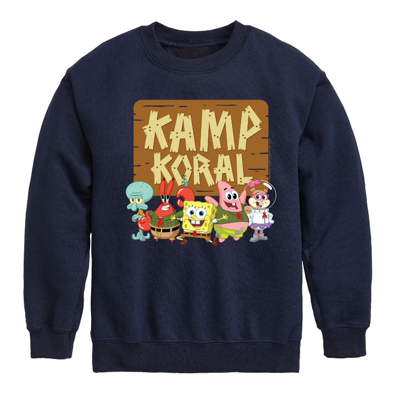 Boys' - SpongeBob SquarePants - Kamp Koral Kamp Koral Group Graphic Long Sleeve Fleece Sweatshirt