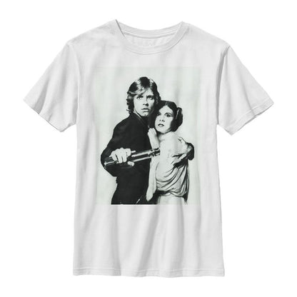 Boy's Star Wars Luke and Leia Grayscale T-Shirt