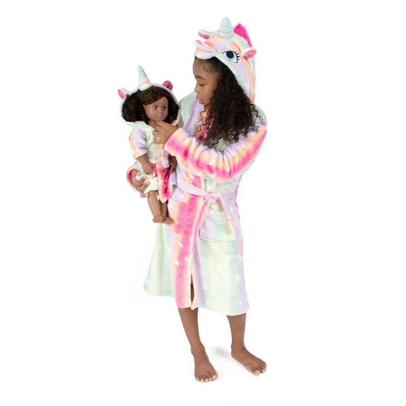 Leveret Girl and Doll Matching Hooded Fleece Robes - Classic Prints