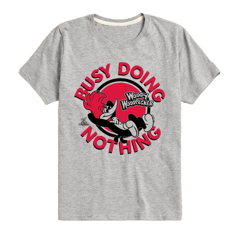 تي شيرت جرافيكي بأكمام قصيرة للأولاد - وودي وودبيكر - مشغول لا يفعل شيئًا